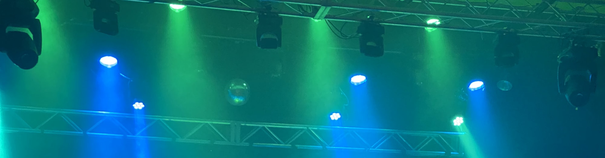 blue and green theater stage lights Missoula